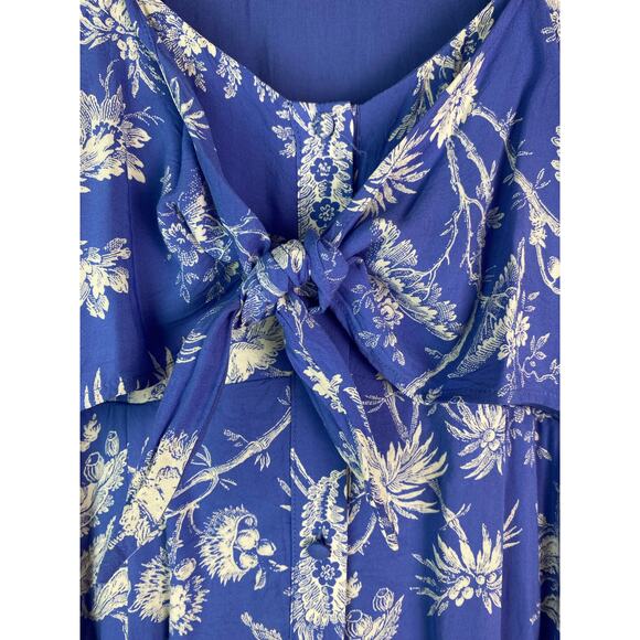 Anthropologie Maeve Women's Size 4 Blue White Floral Flutter Sleeve A-Line Dress - Picture 3 of 8